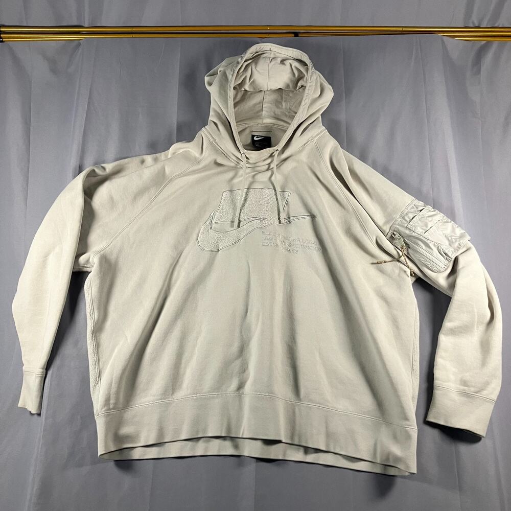 Nike Block Mens‎ XXL Pullover Futura Logo Hoodie Beige Tan Sportswear